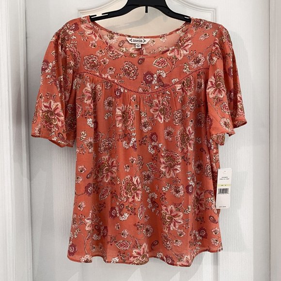 Nanette Lepore - Flutter Sleeve Coral Paisley Top - Picture 1 of 10